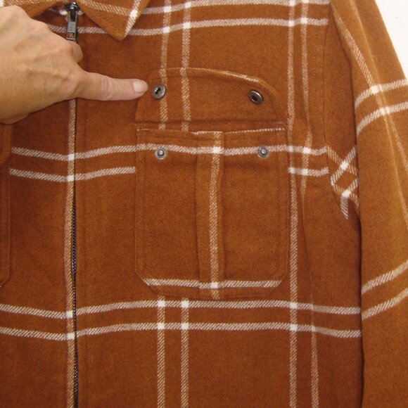 KATIN Men Sherpa Lined Zip Up Crosby Jacket Shacket Wool Blend Rusty Brown - Picture 9 of 14